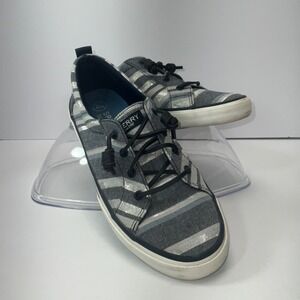 Sperry Sneakers Gray Striped Lace Up‎ Casual Comfort Shoes Women's
